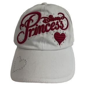 Disney Parks Disney Princess Hat Cap Girls White Red Baseball Rhinestones‎ Bling